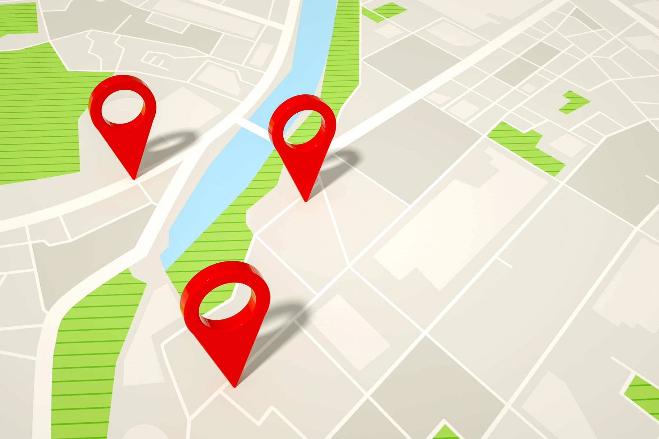 Map location pins representing delivery coverage
